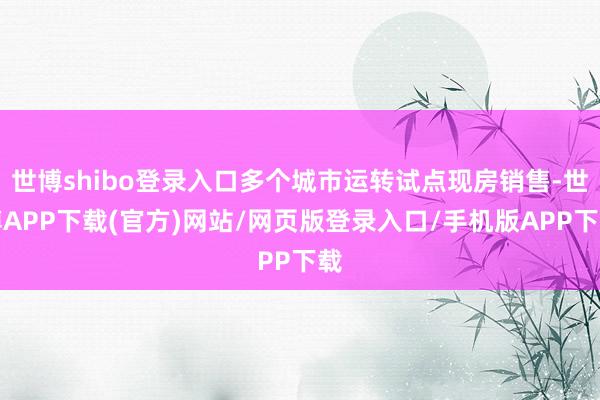 世博shibo登录入口多个城市运转试点现房销售-世博APP下载(官方)网站/网页版登录入口/手机版APP下载