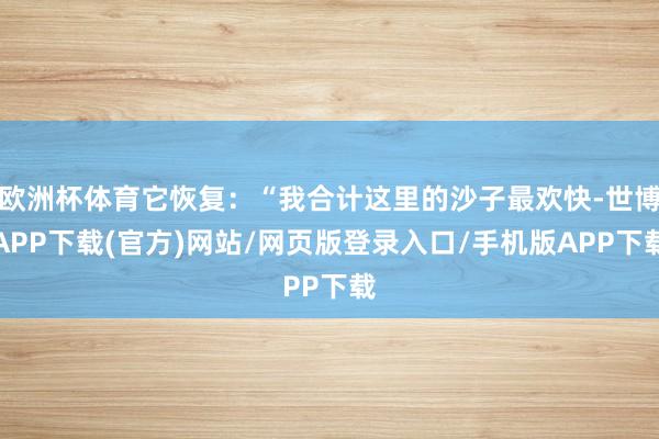欧洲杯体育它恢复：“我合计这里的沙子最欢快-世博APP下载(官方)网站/网页版登录入口/手机版APP下载