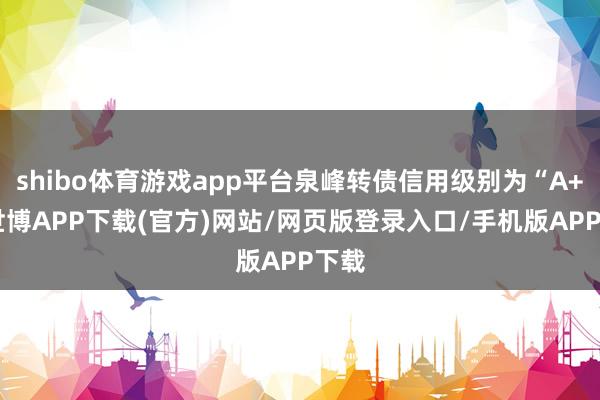 shibo体育游戏app平台泉峰转债信用级别为“A+”-世博APP下载(官方)网站/网页版登录入口/手机版APP下载